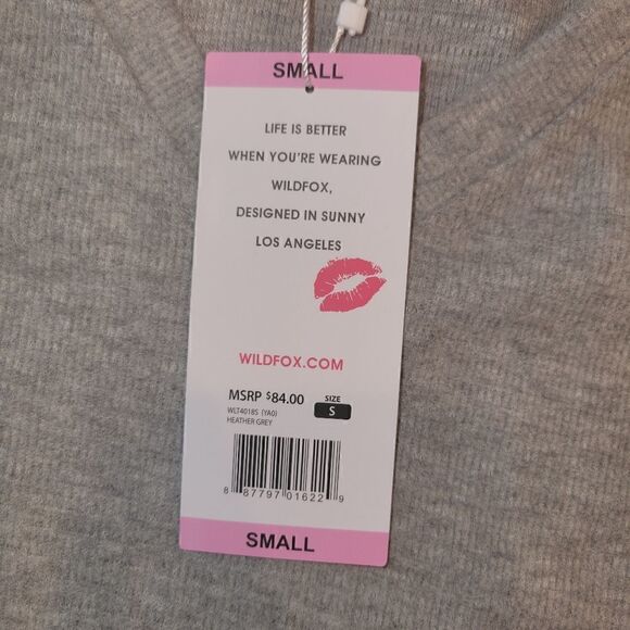 NWT Wildfox Womens Haley Brushed Long Sleeve Top - Heather Grey S - Picture 10 of 12